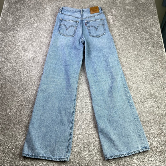 Levi’s Ribcage Wide Leg Jeans 25 High Rise Light Wash Denim - Picture 3 of 12